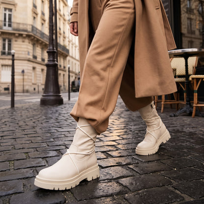 Bottes Hautes Biker à Lacets et Plateforme