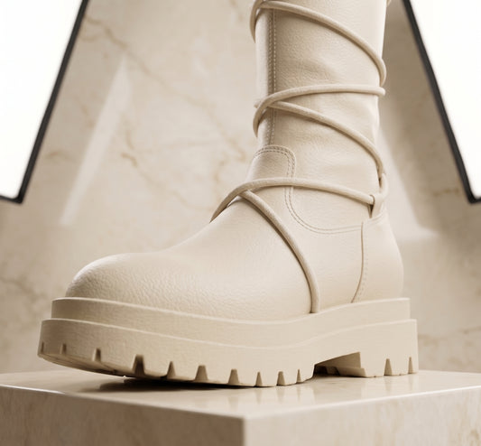 Bottes Hautes Biker à Lacets et Plateforme