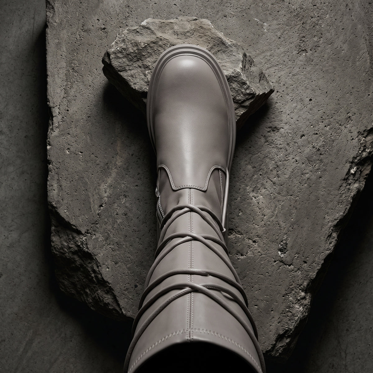 Bottes Hautes Biker à Lacets et Plateforme